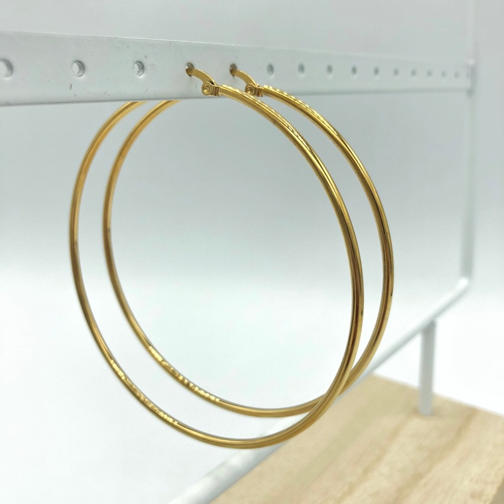 Stainless steel 7cm hoops 18k gold plated